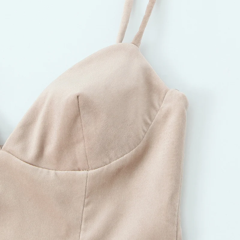 Summer V-Neck Sleeveless Thin Shoulder Strap Mini Dress Women Back Zipper Decoration Halter Dress Female Sexy Beach Holiday Wear