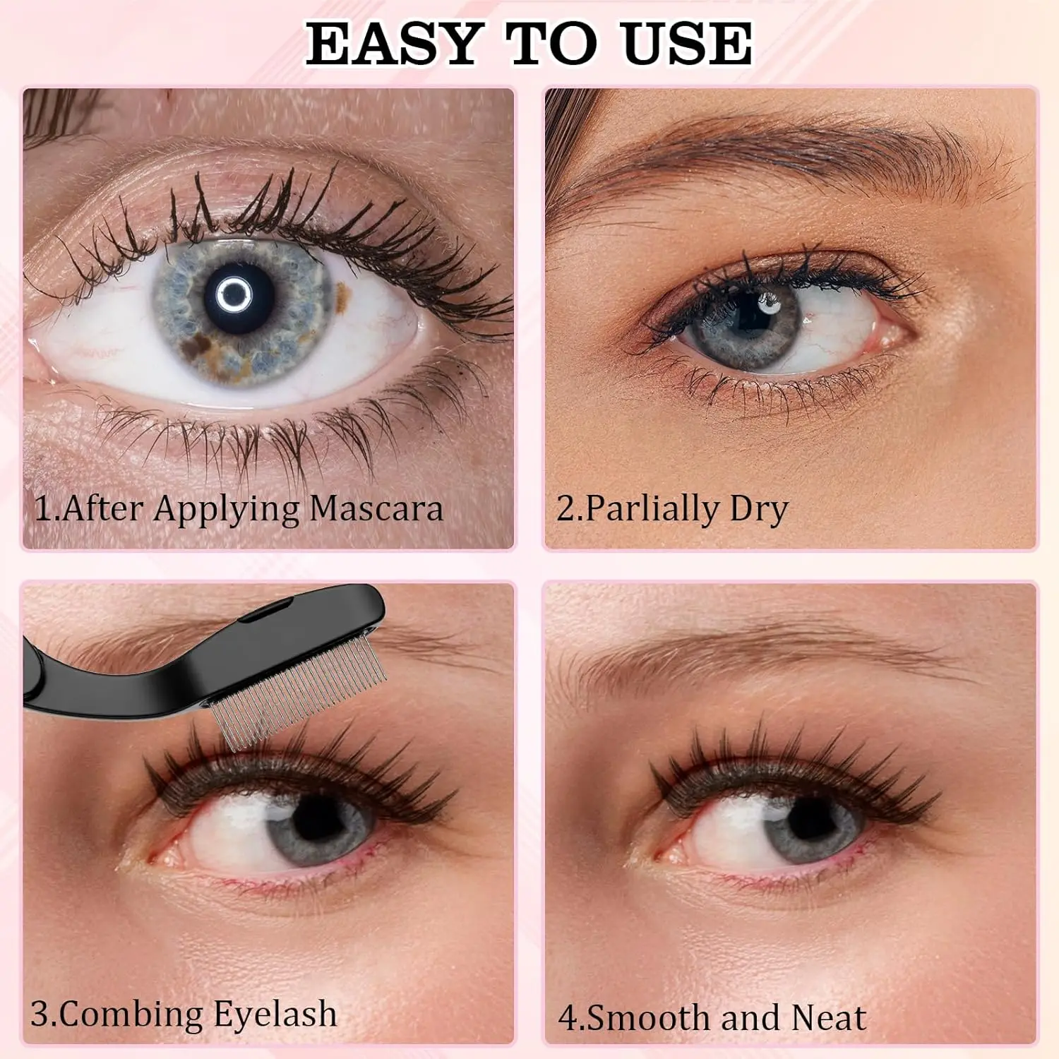 Peines de pestañas plegables, separador de pestañas portátil y herramienta de máscara, aplicación sin enredos para viajes (salón y uso doméstico), 2 uds.