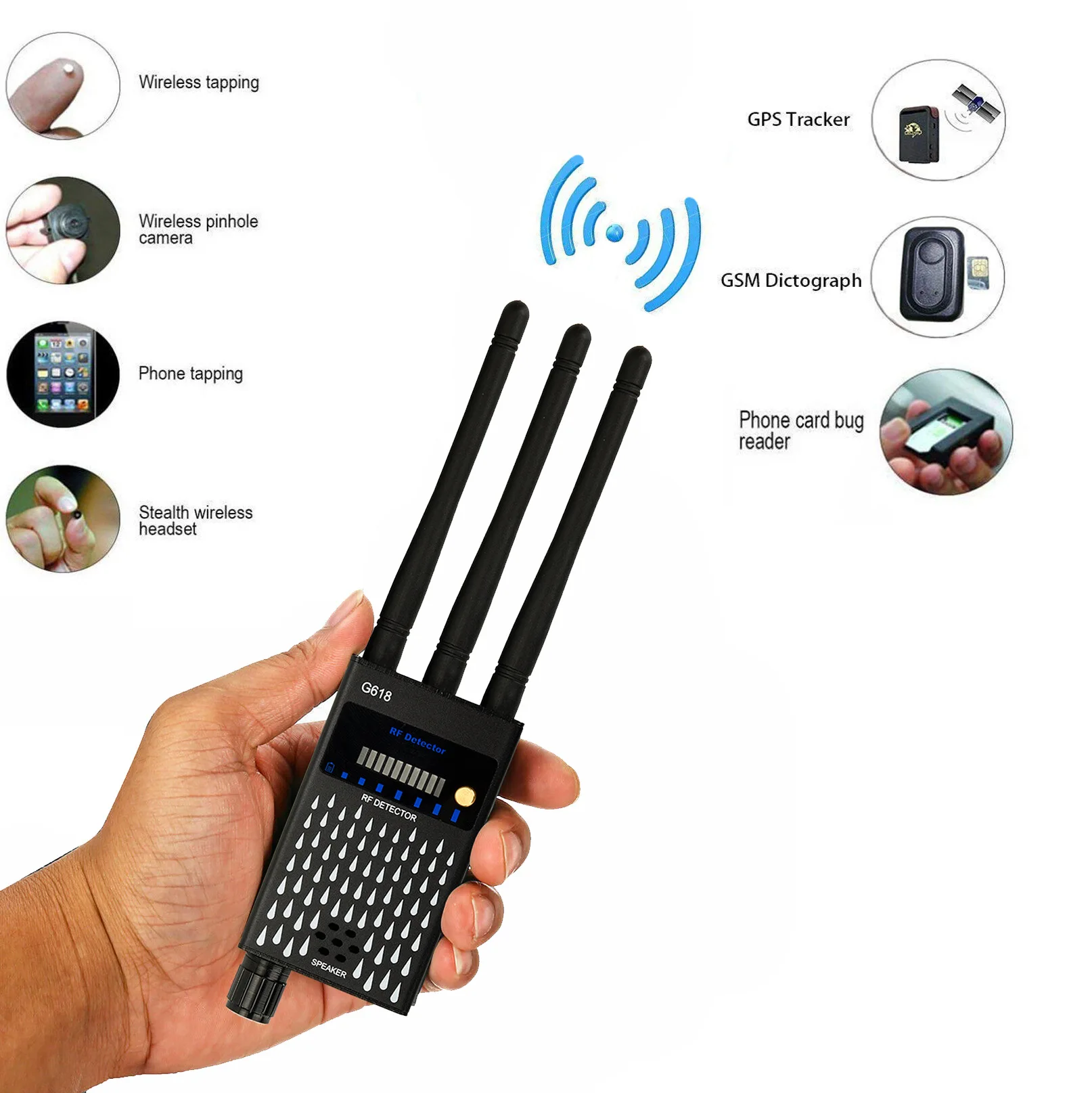 G618 Anti Spy RF CDMA Signal Finder For GSM Bug GPS Tracker Wireless Camera Eavesdropping