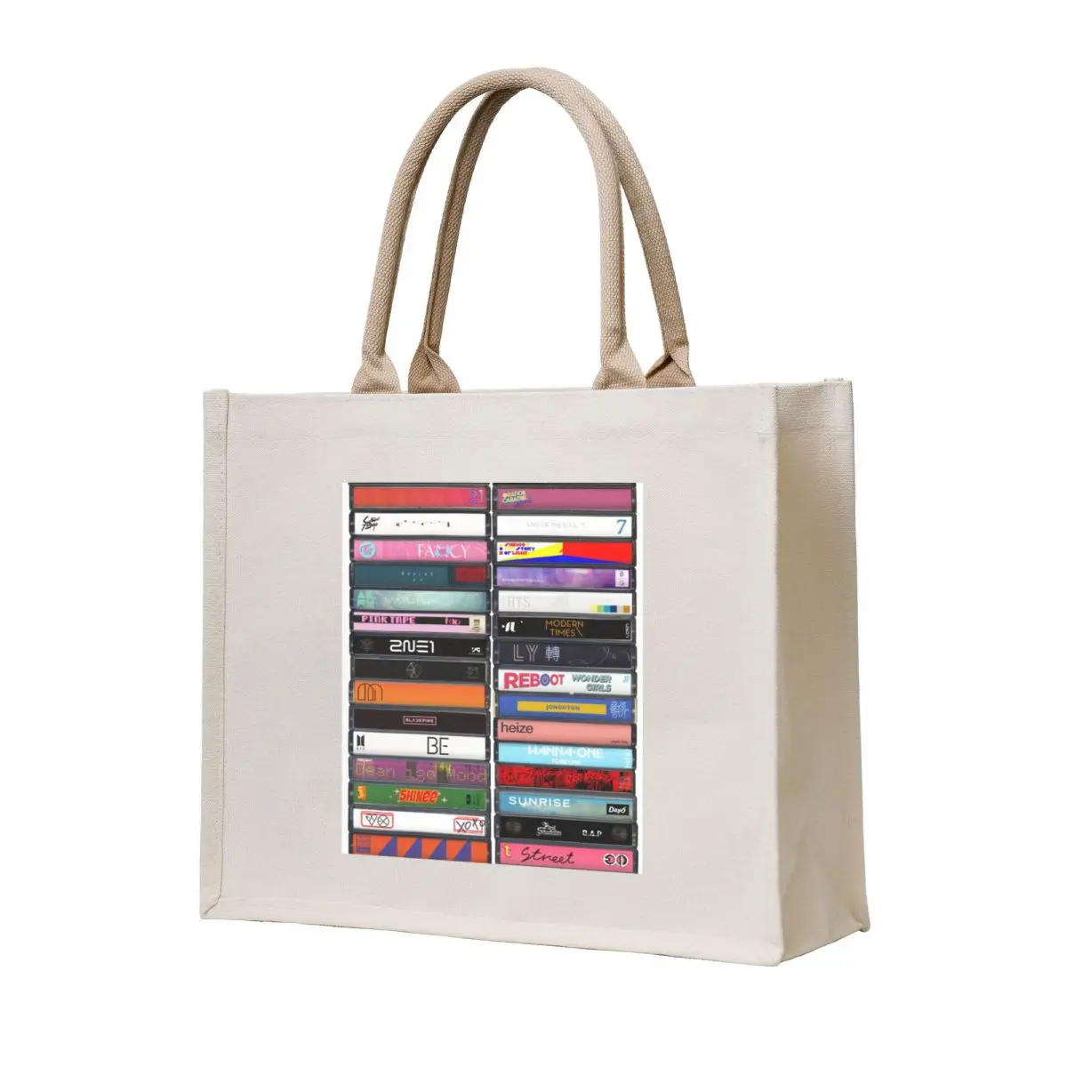 

K Pop - K Pop Music Fan - Korean Music Cassette Print Tote Bag custom fabric bag hand bags personalized tote bag