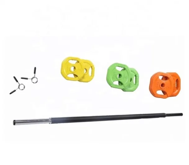 Mais vendidos atacado placas de pára-choques de competição comercial de borracha para levantamento de peso conjunto de barra aeróbica colorida de borracha