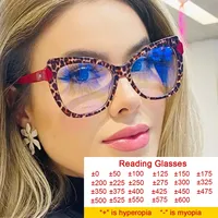 2024  Luxury Brand Oversized Cat Eye Reading Glasses Women Vintage Eyeglasses TR90 Computer Blue Protection Glasses Leopard Red