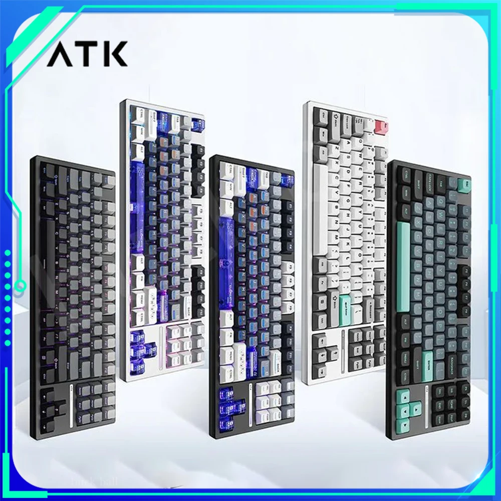 

ATK Z87 Mechanical Keyboard Three Mode Wireless Semi-aluminum E-Sports Gaming Keyboard Hot Swap Gasket RGB Pc Gamer Office Gift