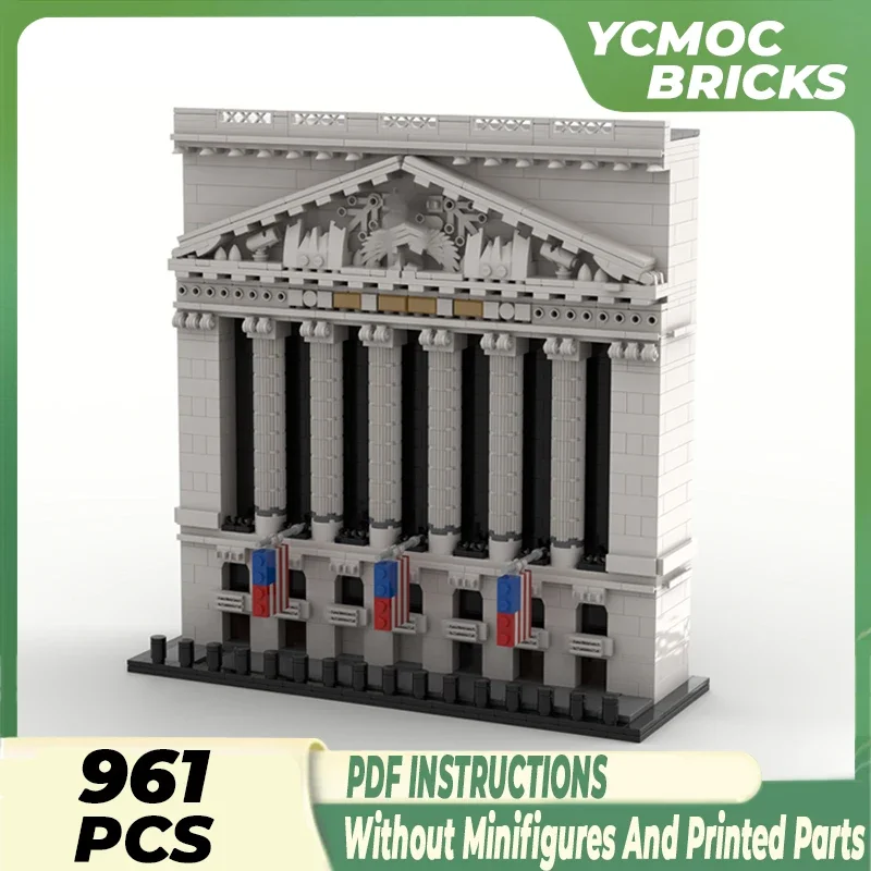 City Street View Model Moc Building Bricks New York Stock Exchange Technology Modular Blocks Gift Christmas Toy DIY Set Assembly