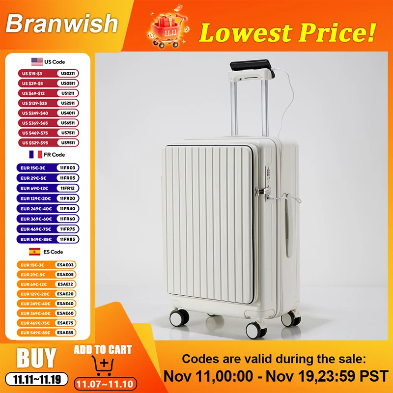 

Деловой чемодан 20/24/28 дюймов, открытый спереди, дорожный чемодан, ABS/ПК, багаж, антибактериальная подкладка, износостойкий дизайн, использование для путешествий