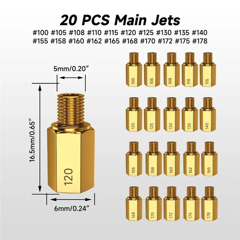 A23P Carburetor Main Injection 40-Piece Replacement Kit For Keihin PE PWK CVK OKO KOSO Polini- Slow-Speed Pilot Jet Carb