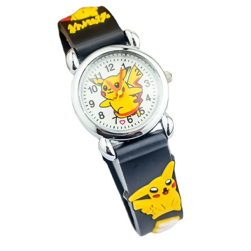 Original Pokemon Anime Kids Watches High Quality Pikachu Rubber Student Quartz Leather Watch Birthday Gift