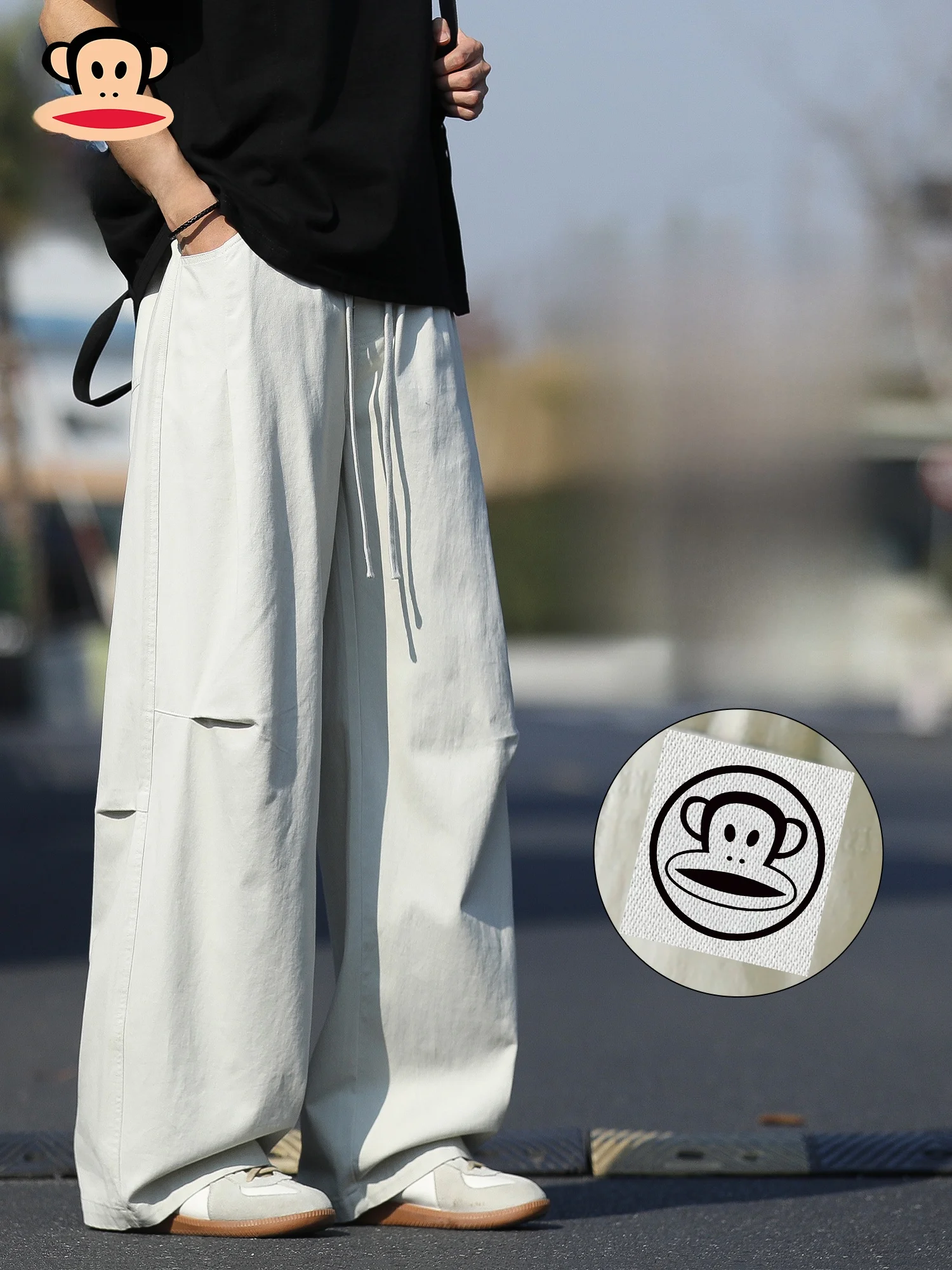 

PaulFrank Summer Loose Straight Leg Casual Pants Men's Thin Pure Cotton Spor Workwear Trousers Comfortable Breathable