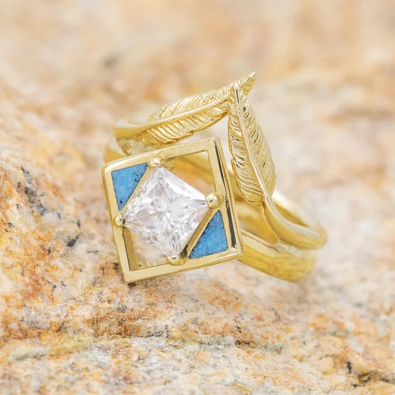 Huitan Böhmen Stil Frauen Ringe mit Prinzessin Zirkonia Phantasie Blatt Design Luxus Trendy Weibliche Ringe für Party Schmuck