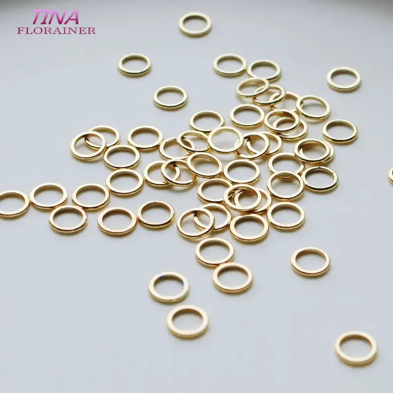 20PCS 14K Gold  Plated Brass Closed Rings 4MM 5MM 6MM Jewelry Accessories Making Supplies