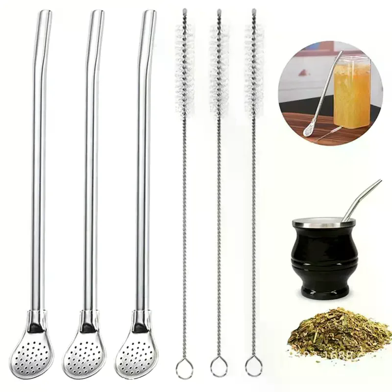 2/4/6Pcs Detachable Bombilla Filter Straw Stainless Steel Reusable Yerba Mate Tea Spoon Straw Bar Accessories Sip