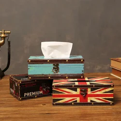 British Style Vintage Wooden Tissue Box Napkin Holder Toilet Paper Handkerchief Case Creative Home Supplies In-Car Tissue Box