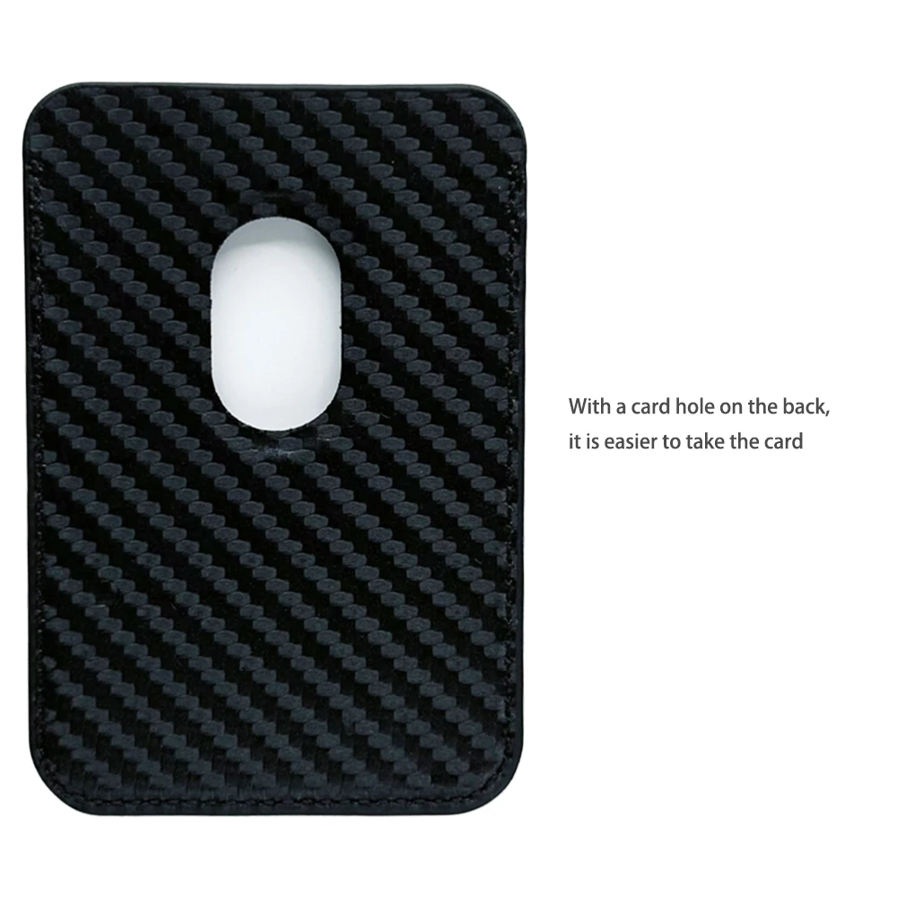 Magnetic Suction Type Carbon Fiber Leather Card Holder for Apple Iphone 14 13 12 Mag Safe Wallet for Phone