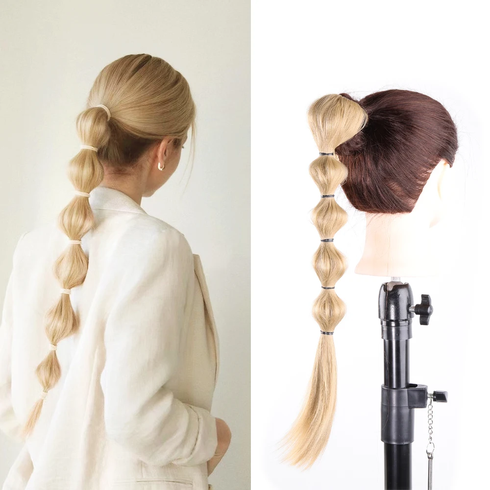 Synthetic Lantern Bubble Hair Extensions Claw On Ponytail Blonde Fashionable Hairpiece For Women