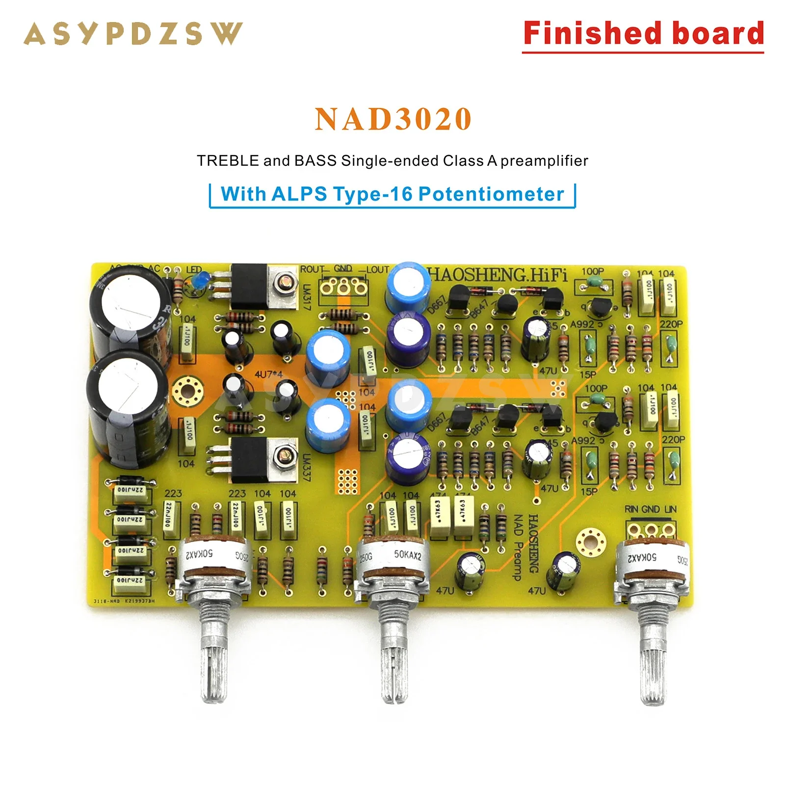D3020 TREBLE and BASS Single-ended Class A preamplifier Base on NAD3020 circuit DIY Kit/Finished board