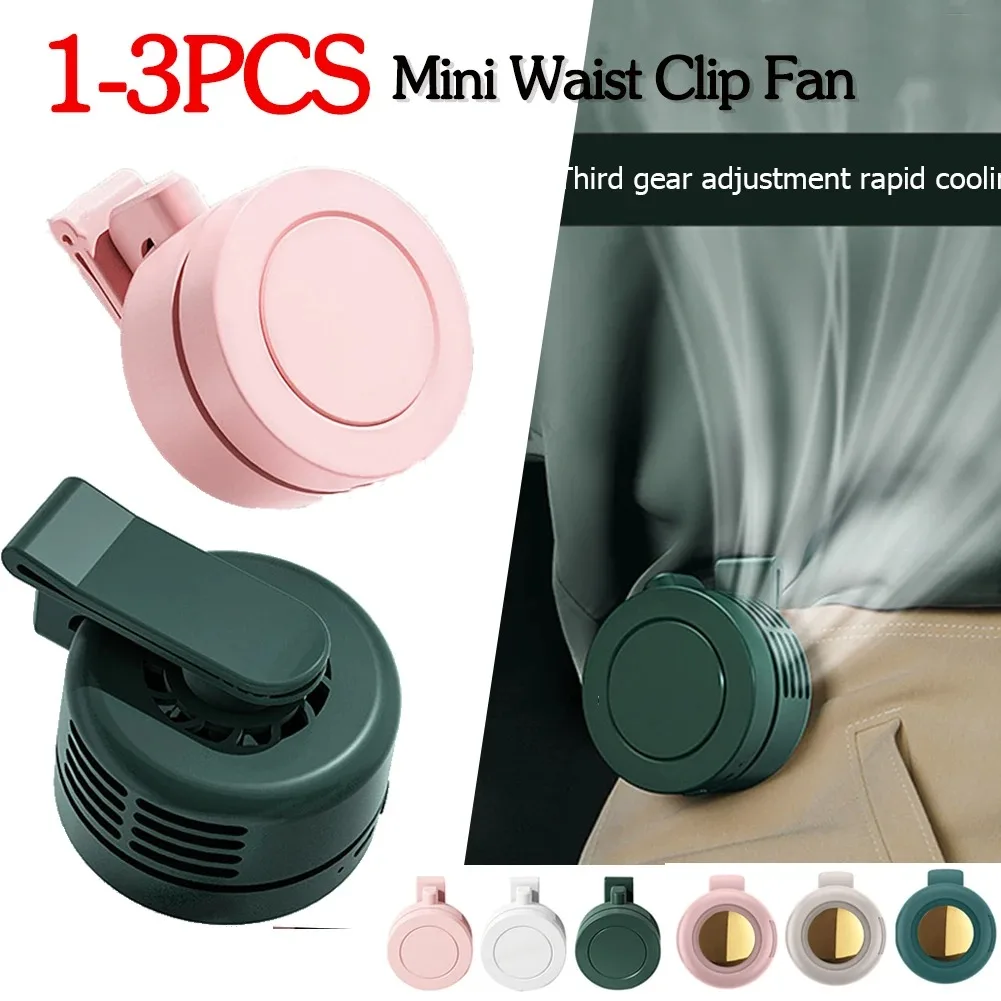 Mini Clip Fan Hanging Waist Neck Fan Girl Electric Air Cooling Fan 900mah USB Leafless Fan 3 Speeds for Outdoor Camping Fishing