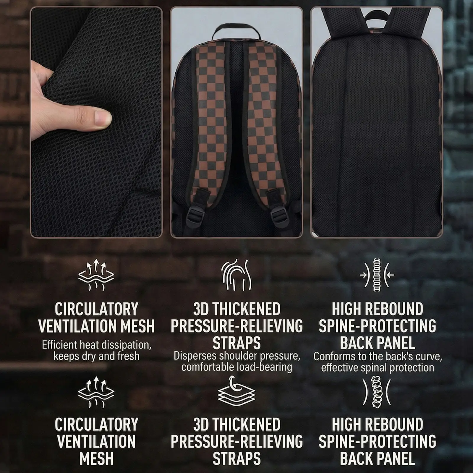 A Hip-Hop Street-Style Backpack with Spray-Painted Ground-Pattern Design, This Is a New Trendy Lightweight Printed Backpack, Also a Fashionable Outdoor Commuter Bag, Large-Capacity Travel Bag, Multifu image 5