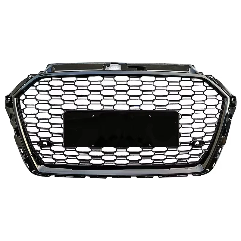 RS3 Style Front Grill Honeycomb Grille Gloss Black for Classic Auto Parts for audis A3 S3 RS3 8V.5 17-19