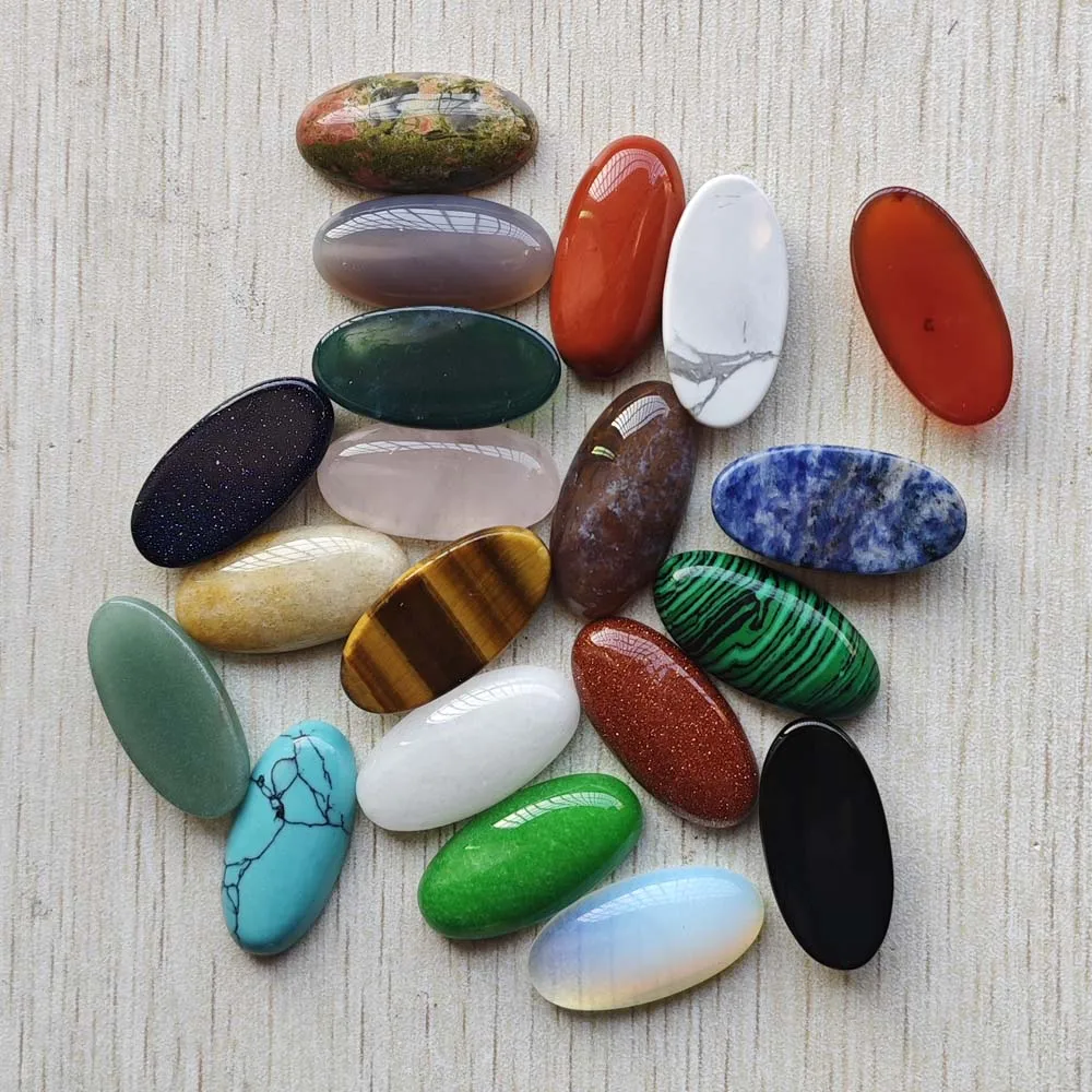 Fashion Mix natural Stone oval cabochons beads diy Jewelry accessories making 15x30mm Wholesale 20pcs/Lot fast shipping