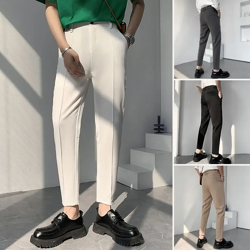 

2023 Spring New Men's Trousers, Casual Pants, Breathable Korean Version of Slim Nine-point Pants Casual Classic Male Brand P164