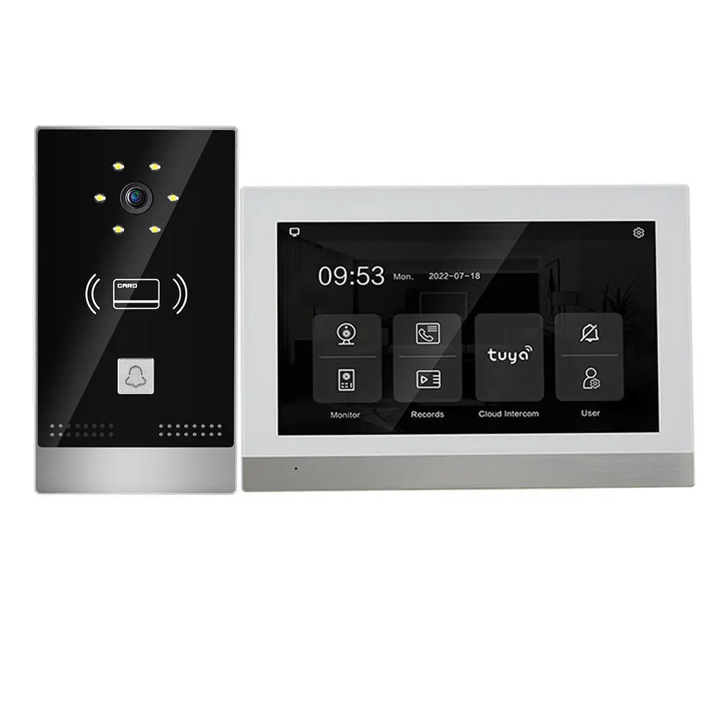 7 Inch Wired Tuya Video Intercom System with 720P Camera Support Recording Snapshot Doorbell Intercom for Private House Home