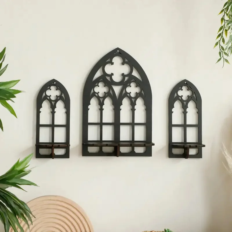 

Gothic Wooden Hollow Wall Decoration Wall Decor for Vintage Cathedral Arch Frame Goth Room Decor Rustic Spooky Decorative Gift