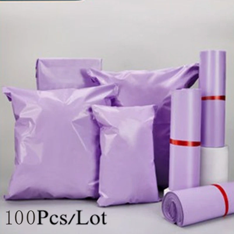 ZK20 100Pcs Purple Courier Mailer Bags Mailing Express Bag Packaging Poly Package Plastic Self-Adhesive Envelope  Postal Pouch