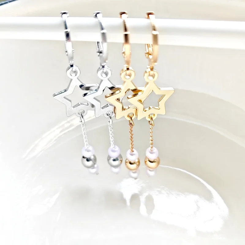 Stylish and Elegant Copper Micro-set Fringe Star Earrings for Women