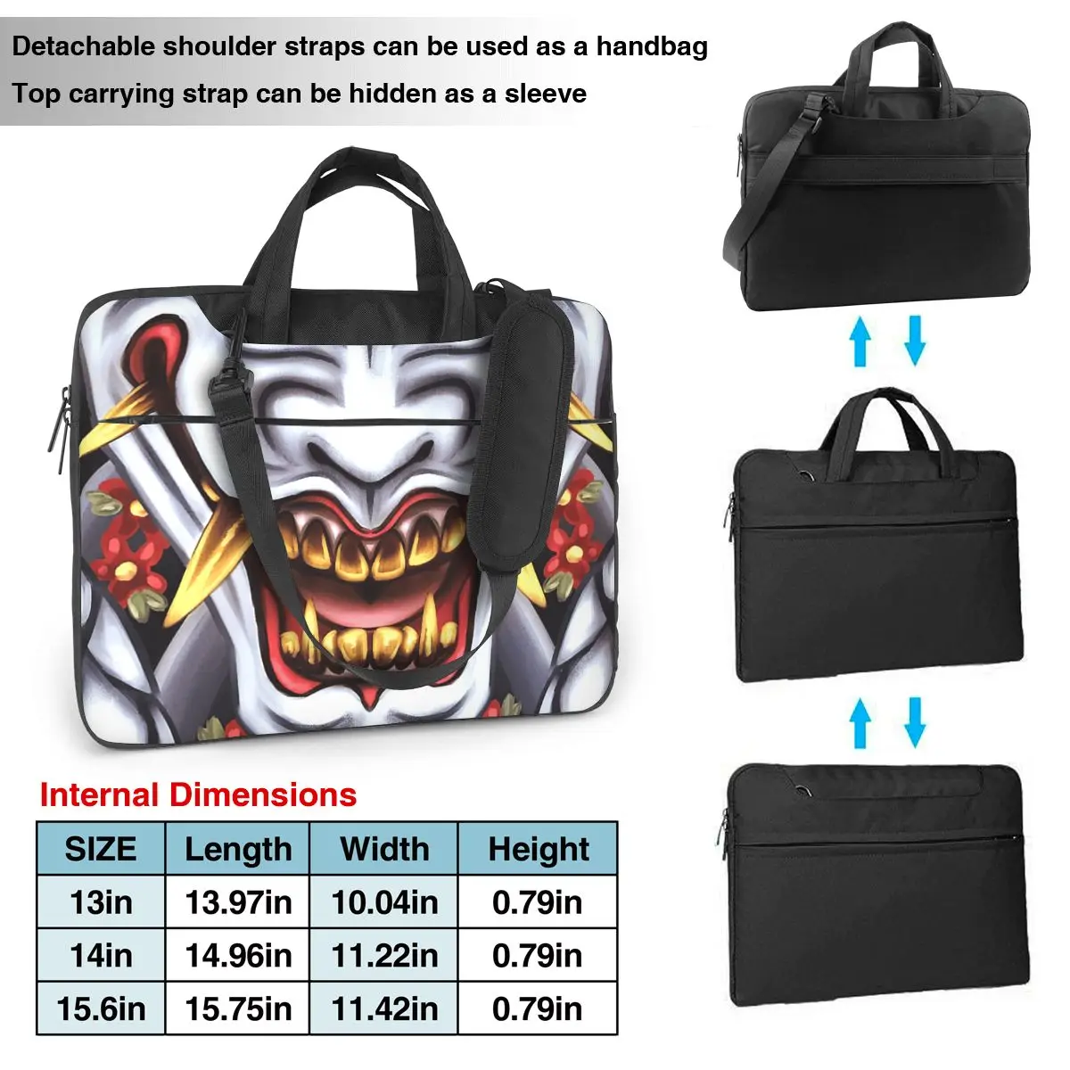 Hannya Mask (Case Tas Laptop Tas Komputer Vintage Pelindung Selempang Sepeda Kantong Laptop