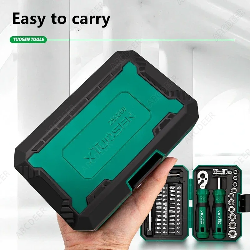 TUOSEN 40 Piece Ratchet Wrench and Screwdriver Comprehensive Set High Hardnes Swear Resistant Durable Multifunctional