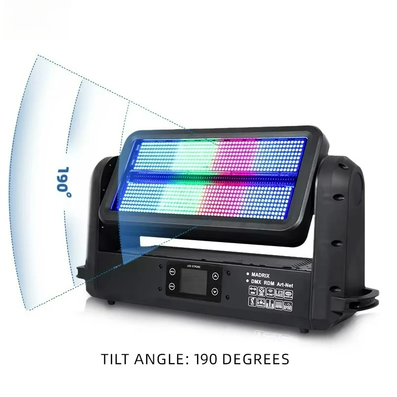 3000W RGB IP65 LED Wash Strobe Stage Light 190° Wide Angle DMX Color Mixing Mini DJ Club Lighting