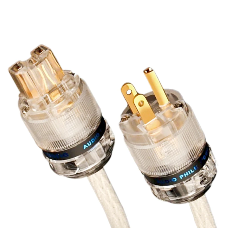 

8AG OCC Silver-plated Power Cable Gold-plated Rhodium-plated US / EU / AU Plug HiFi Audio Amplifier AC Power Cord