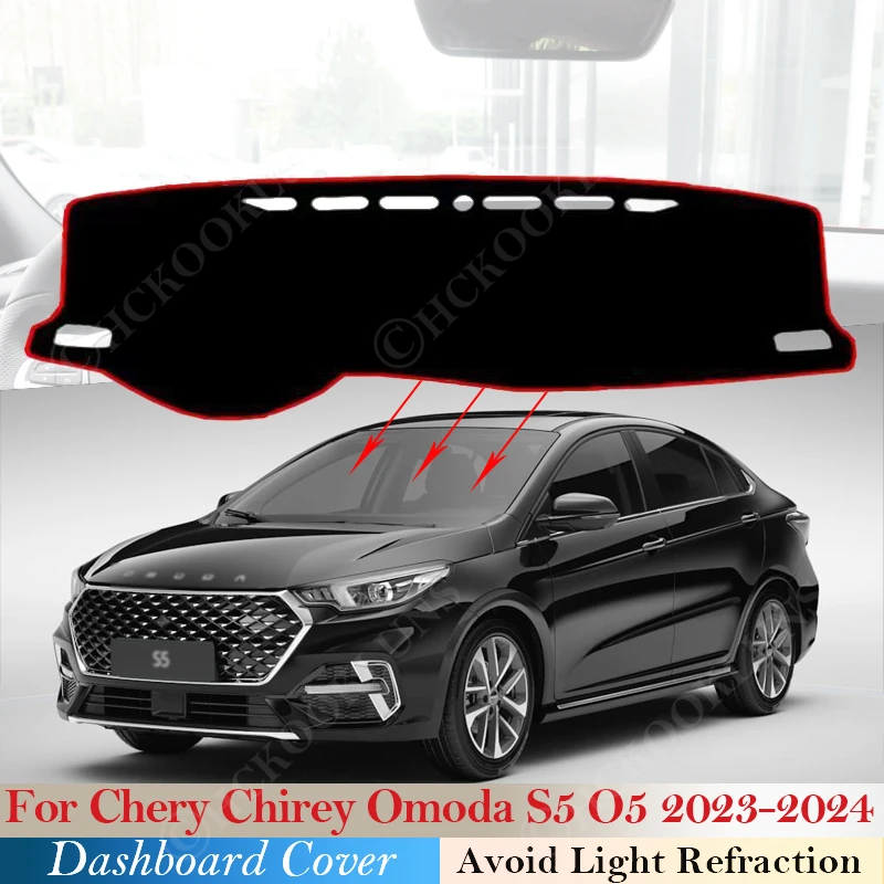 Dashboard Cover For Chery Chirey Omoda S5 O5 2023 2024 Sun Shade Mat Avoid Light Pads Anti-UV Carpets Protection Car Accessories