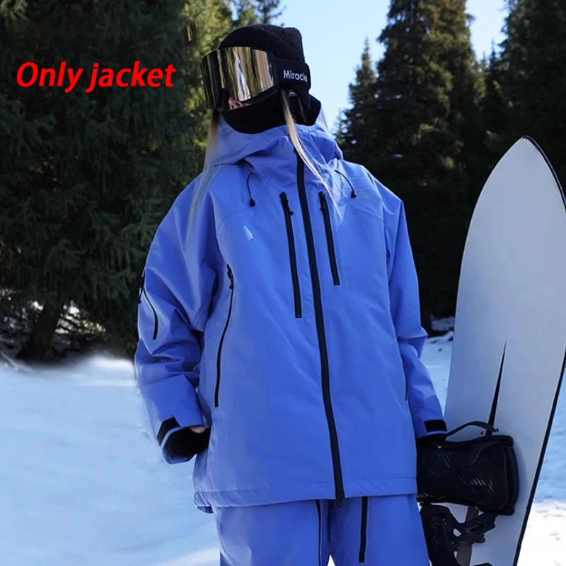 

New Winter Solid Color Ski Suit Women Outdoor Double Board Warm Waterproof Windproof Ski Top Casual Loose Sports Snow Jacket