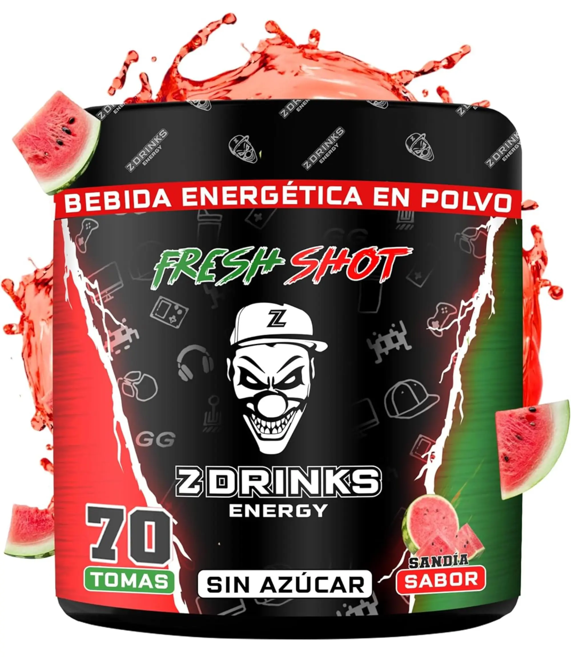 Z Drinks Fresh Shot (Sandía) - Bebida Energética en Polvo Sin Azúcar con Cafeína, Vitaminas y Minerales