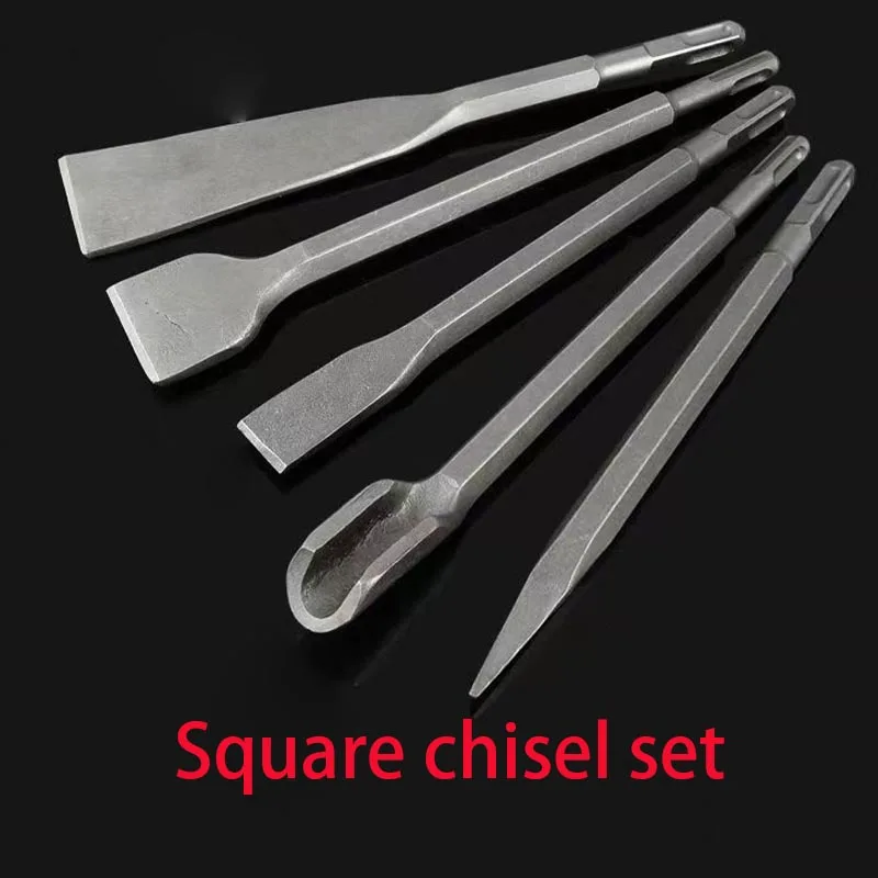 

Chisel Set SDS Plus Square Shank Electric Hammer Drill Bit Point Groove Gouge Flat Masonry Tools for Concrete Brick Wall Rock