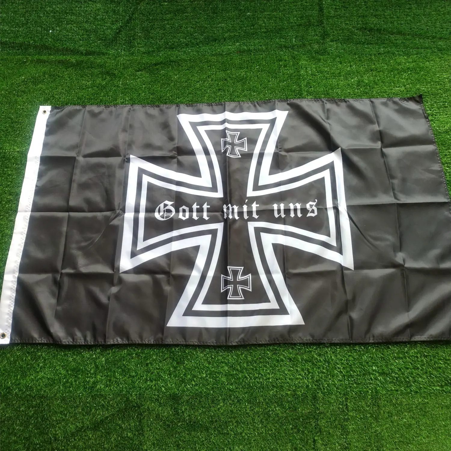 Fahne Flagge Deutsches Reich Gott mit uns Eisernes Kreuz -Multiple sizes to choose from 3x5ft Double Sided Printing Banner