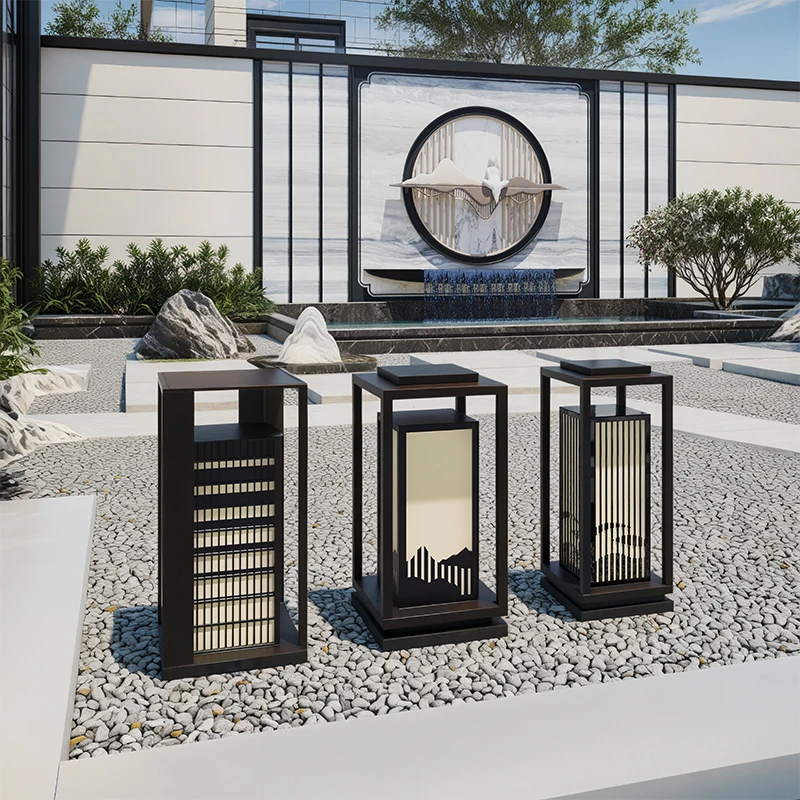 

New Chinese-style courtyard lawn light solar outdoor waterproof landscape lamp post villa garden homestay floor decoration light