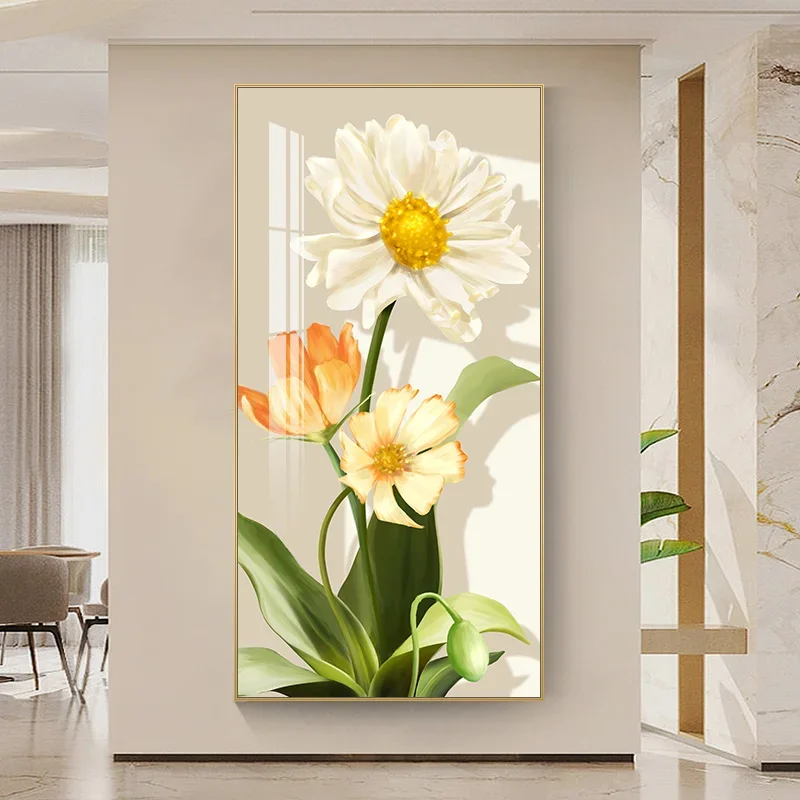 Nordic Vintage Wall Art Chic White Yellow Flower Sunflower HD Canvas Print Poster Home Living Room Bedroom Decoration