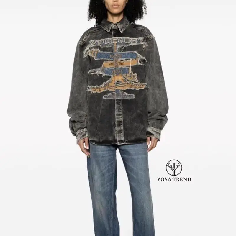 

Waed Denim Patchwork Embroidery ex Workwear Jaet Outerwear Faionable Spring Autumn Cotton Polyester Blend Zipper Cl...