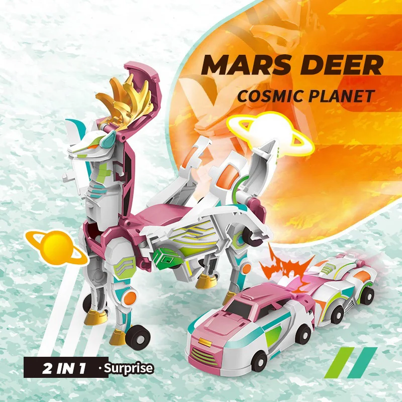 المريخ الغزلان الاصطدام تشوه سيارة سلسلة 2 في 1 المحمولة الإبداعية الاصطدام المغناطيسي تحويل سيارات لعب هدية للأطفال الصبي