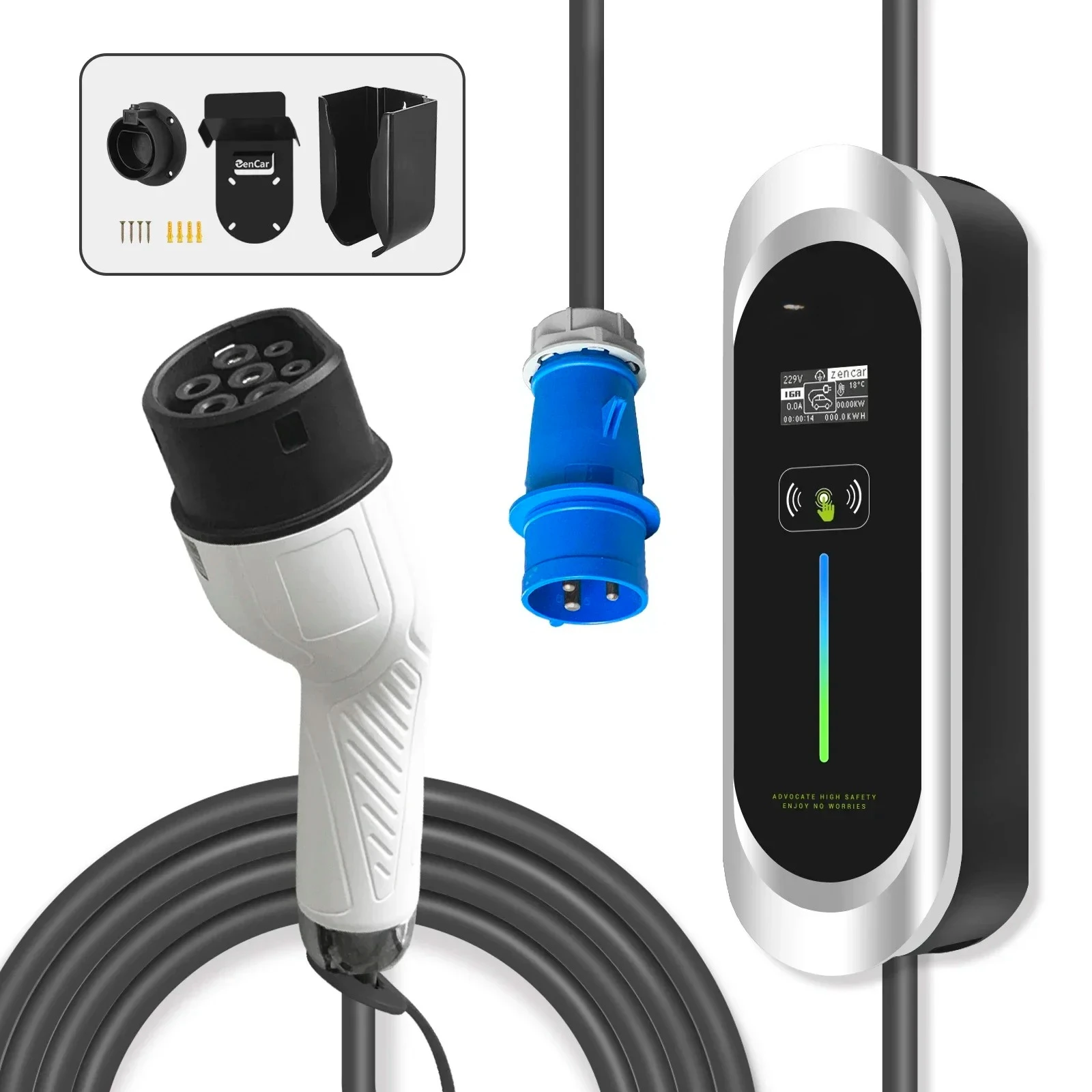 32A 7KW Type 2 Portable Level 2 AC Home  Vehicle Charger Fast EV  Station for  Car Outdoor Home Use