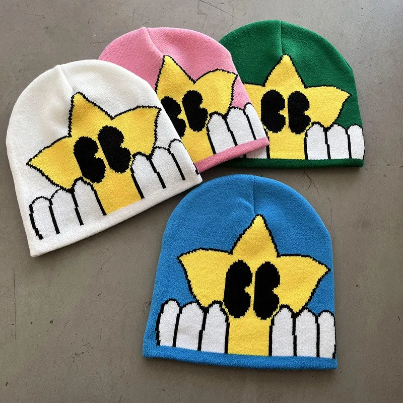 Fashion Cartoon Beanies 2026 Knit Cheap Winter Warm Caps Hats Hip-hop Soft Hat Brim Warm Knitted Cap for Men Women Girl Lady Man