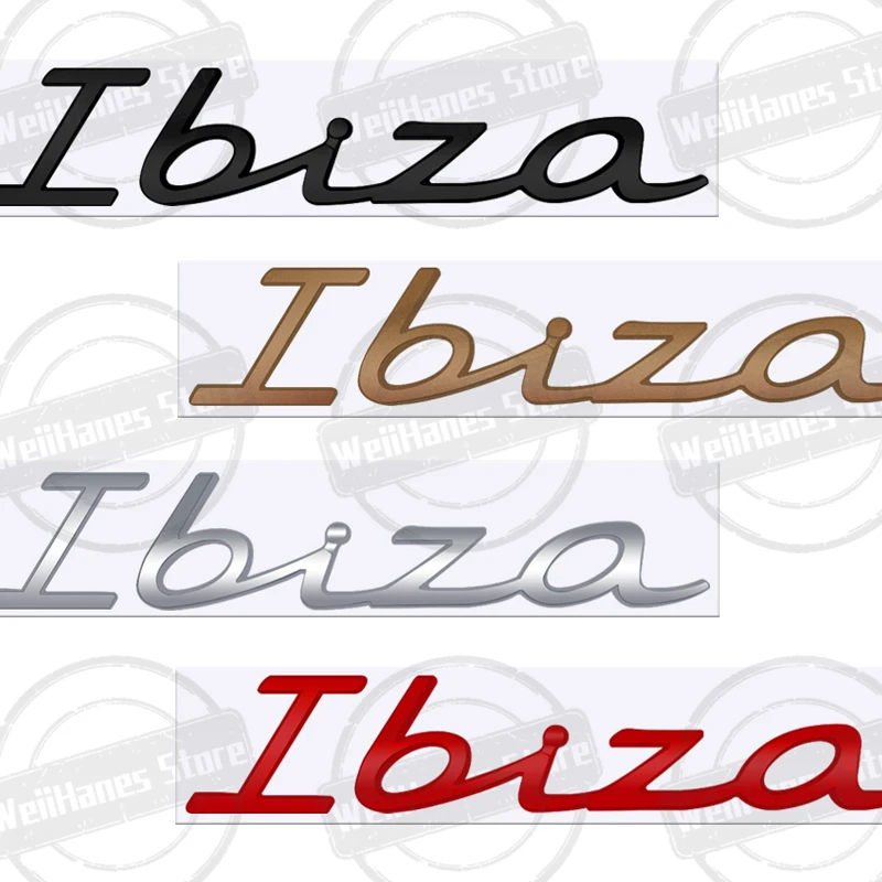 Metal For Ibiza Rear Badge Emblem Chrome Letter Logo Glossy Black Silver Red Accessories Sticker