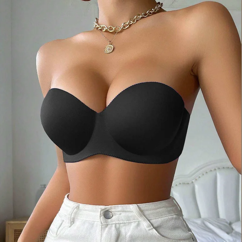 Women Sexy Seamless Strapless Lift Bra Fashion Design Solid Color Underwear Female Fashion Soft Breathable Wireless Brassiere