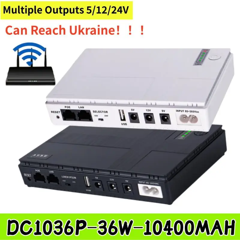 

36W 10400mAh UPS Black Power Supply 1036P Router EU Uninterruptible DC Backup Router Optical Modem Built-in Adapter POE 12V UPS