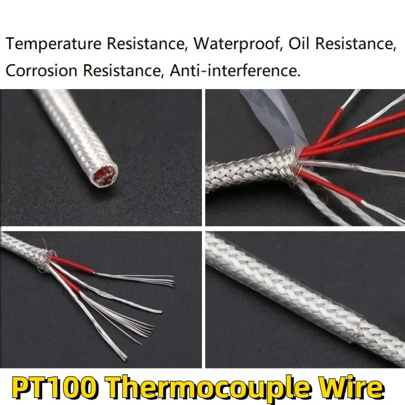 

1/5M PT100 Transparent PTFE Thermocouple Wire 2 3 4 6Cores Silver Plated Copper Shield Signal Line Compensation Cable 200Deg.C