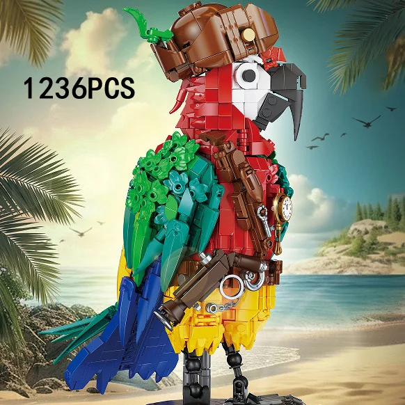 

Idea Birds Animals Macaw Mini Block Construction Sets Pirate Captain Parrot Model Toys Building Brick Collection For Kids Gifts