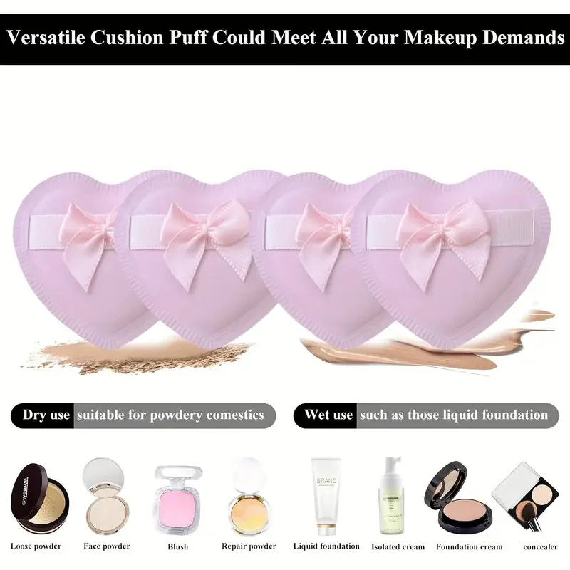 6 stuks hartvormige make-up spons soezen droog nat tweeërlei gebruik snoep bladerdeeg herbruikbare vloeibare foundation poeder cosmetische spons soezen