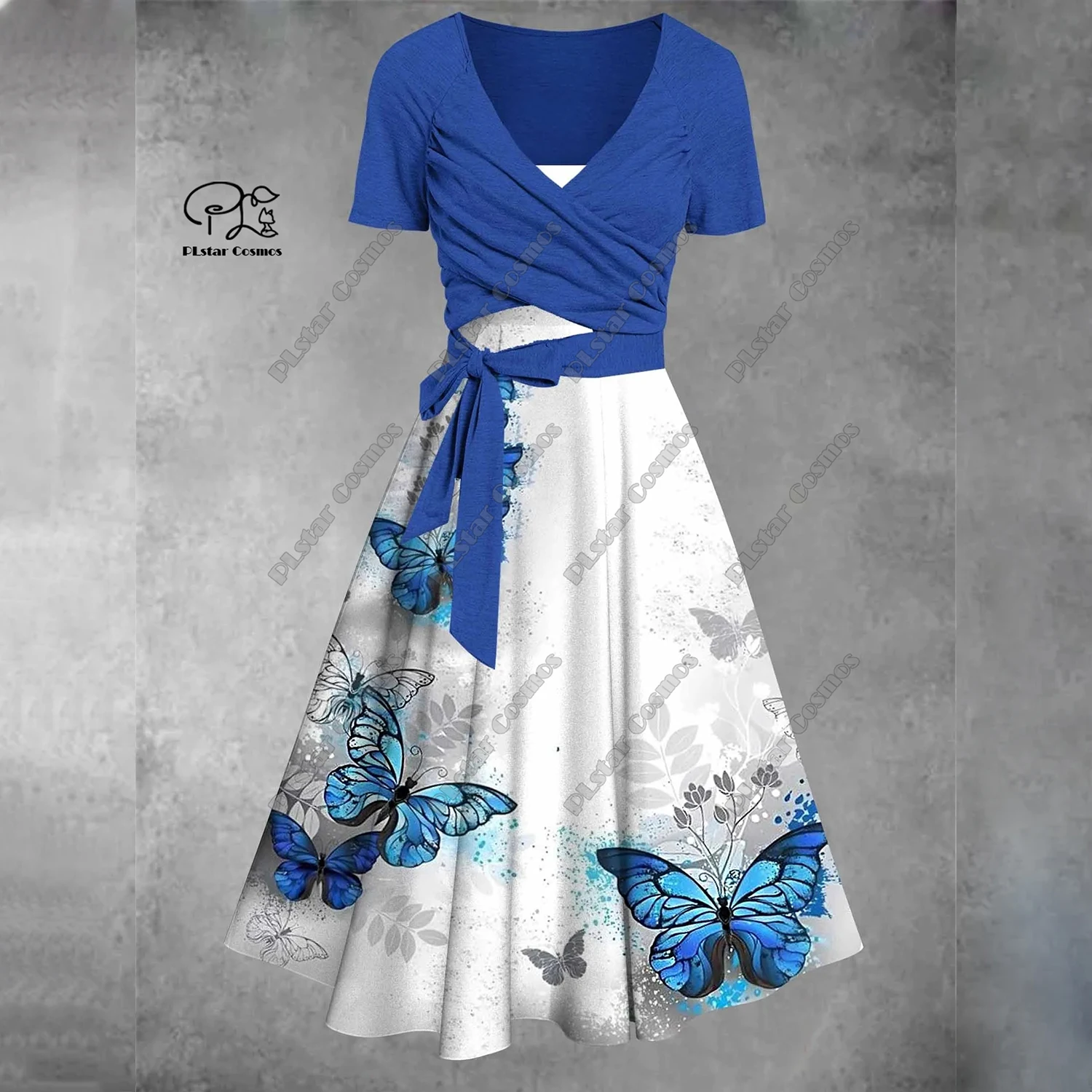 3D Printed Flower Color Gradient Floral Summer A-Line Suspender Skirt Bow Twill Top Ladies Two-Piece Set Series   2